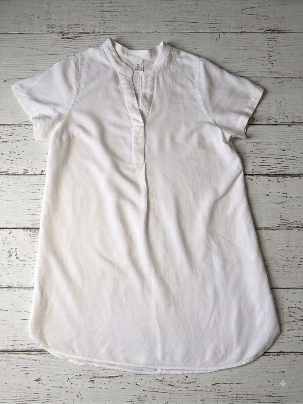 H&M White Linen Blend Short Sleeve Tunic Dress | EUC | Medium